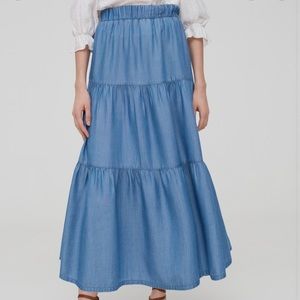 OVS chambray maxi tired skirt XS